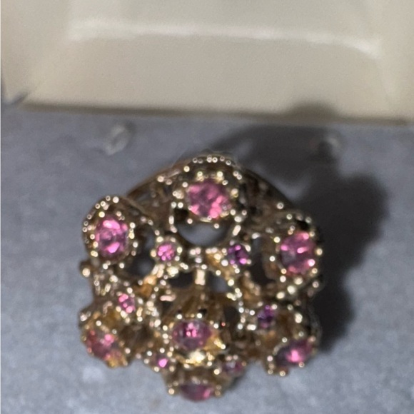 Vintage 18kt Gold Plated HGE Ruby Cluster Cocktail Ring Size 8 - Picture 3 of 10